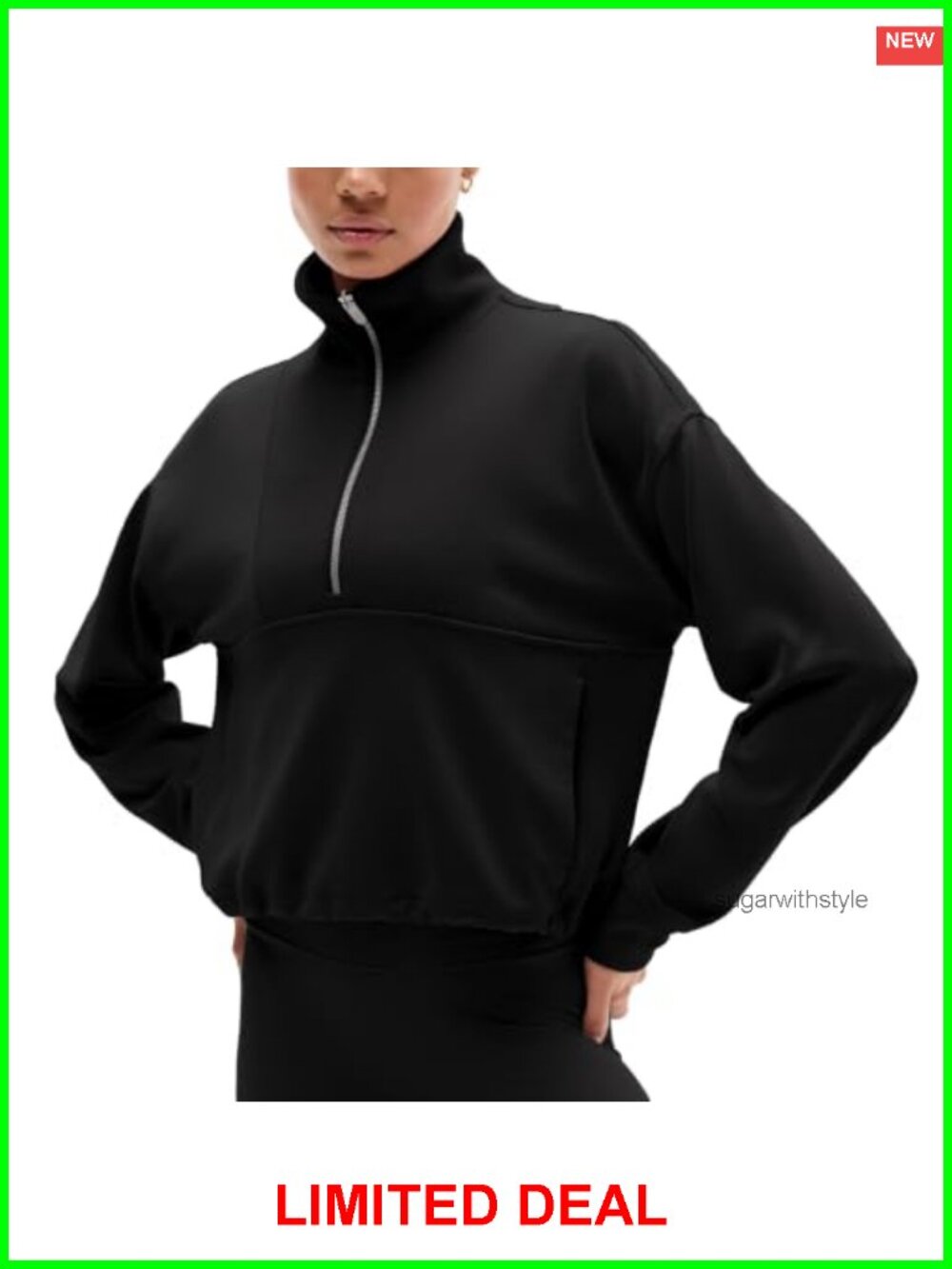 Womens Half Zip Mock Neck Sweatshirt Patchwork Athletic Crop Top